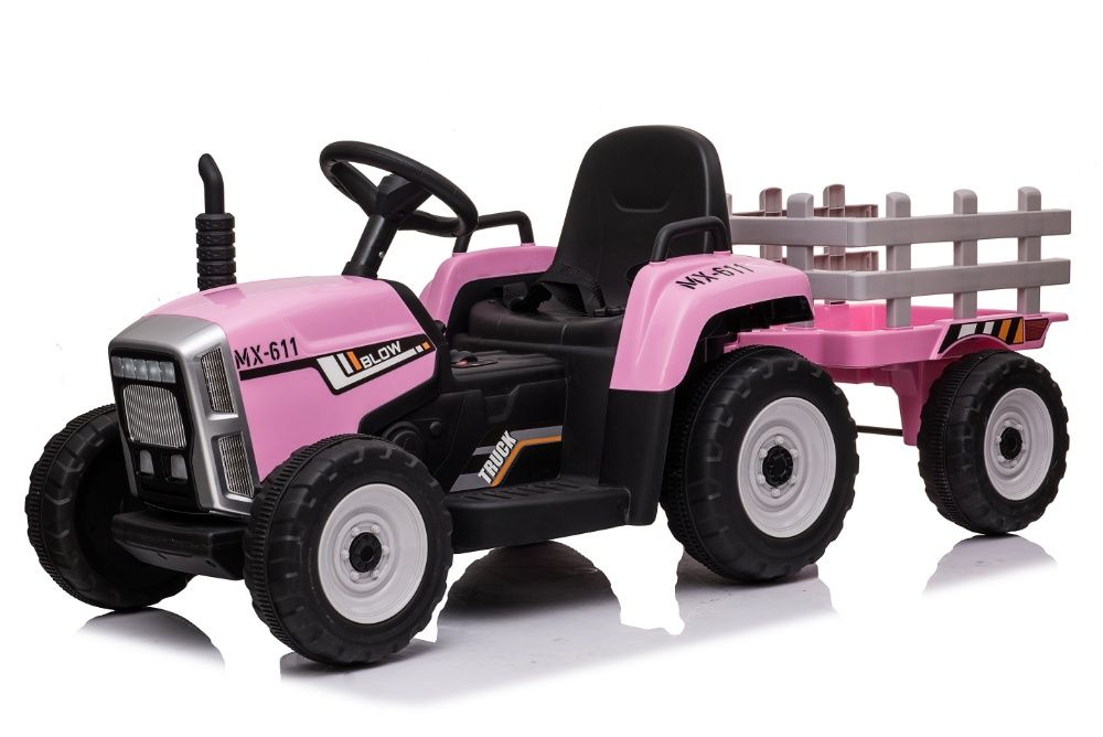 Tractoras electric BJ-611 cu remorca si telecomanda STANDARD #Roz