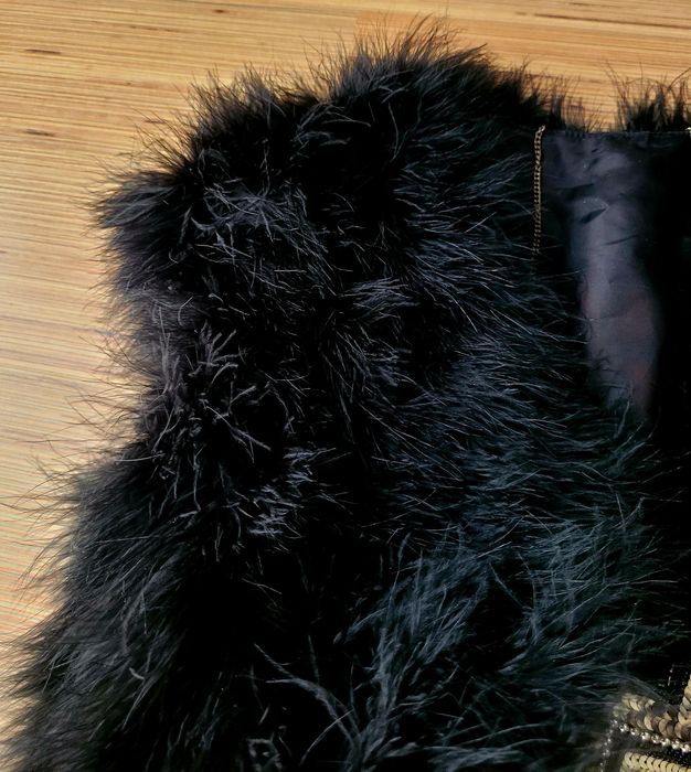 Vesta pene struț, fusta paiete Topshop