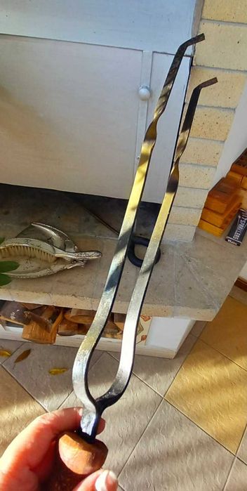 Аксесоари за камина от ковано желязо и духало - естествена кожа и мед