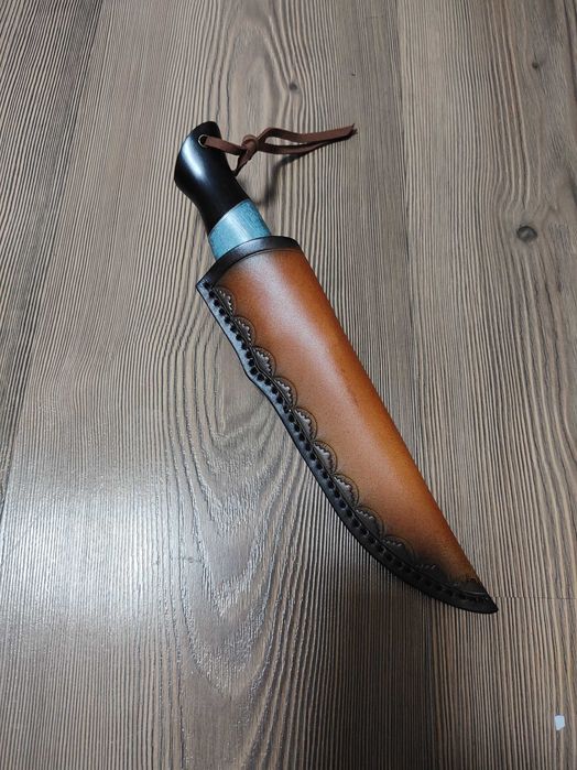 Cutit asiatic tactic Samoa, otel Damasc, teaca piele bovina