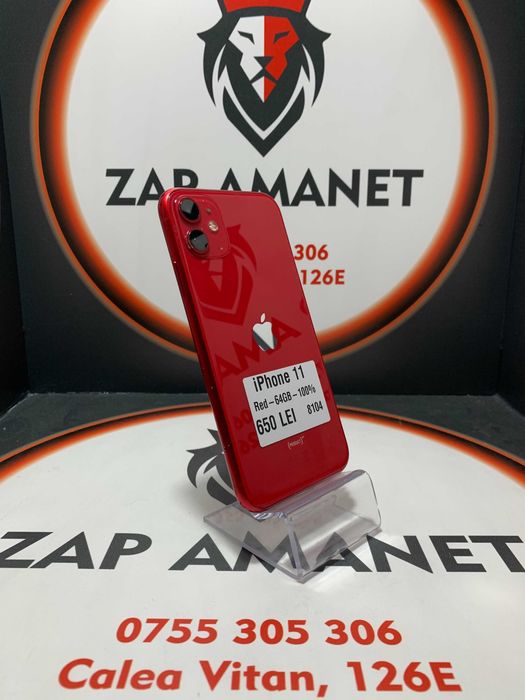 Zap Amanet Vitan - iPhone 11 - Red - 64Gb - 100%