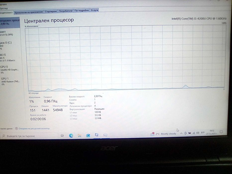 Лаптоп ACER Aspire E1-572 - 4 процесора