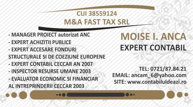 Consultanta fiscala si contabila, organizare firma