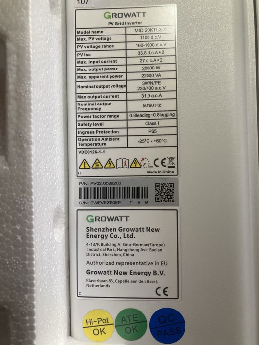 Соларен инвертор Growatt MID 20 KTL3-X