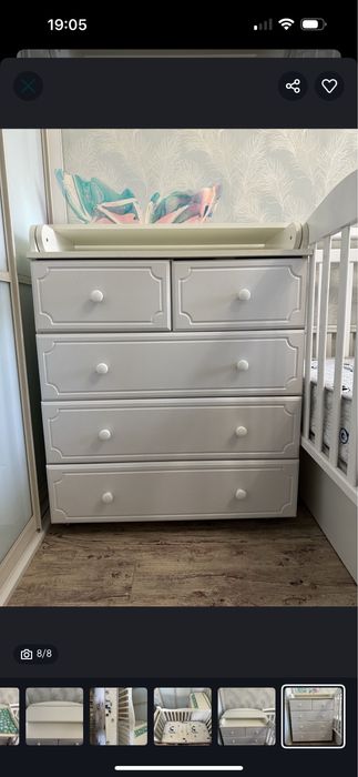 Манеж с комодом цвет белый