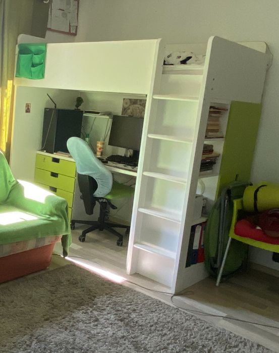 Pat supraetajat si birou, produs cumparat din IKEA