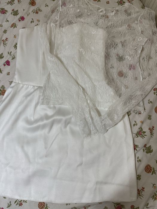 Новое белое платье 2-в-1 с корсетом и кружевом