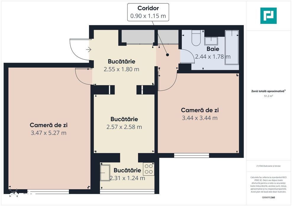 Apartament cu 2 camere, modern, etaj 3, Rogerius