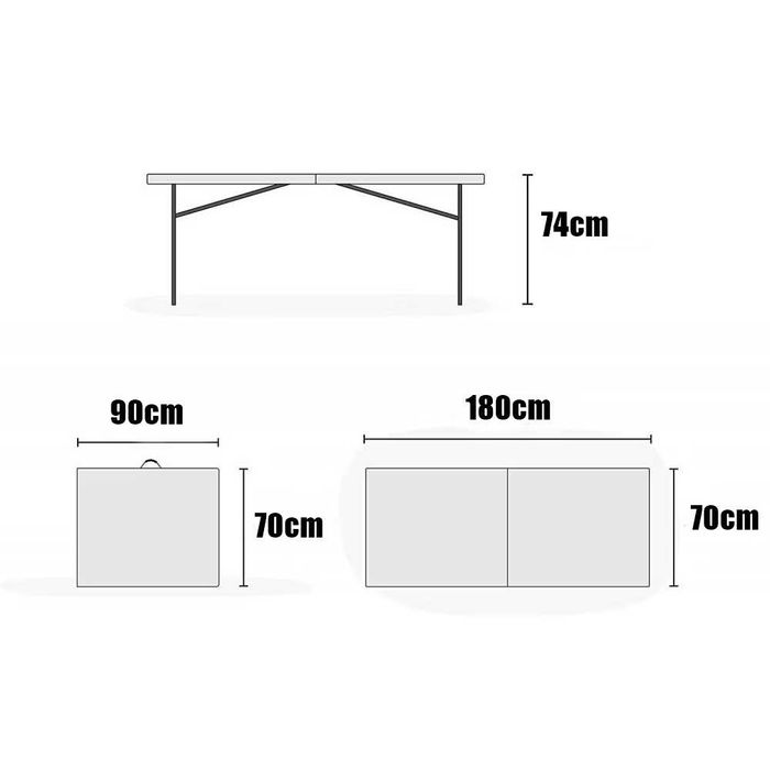 Masa Pliabila Alba Camping Gradina Curte Evenimente Terasa 180x70x74cm