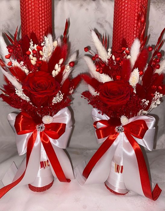 Lumanari cununie cu trandafiri criogenati