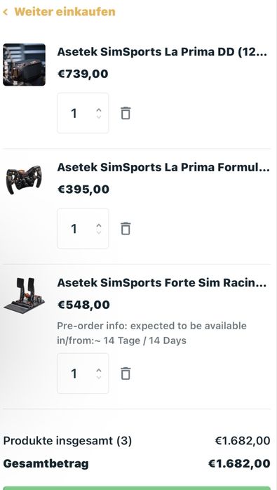 Sim Racing база с волан Asetek La Prima и педали Asetek Forte