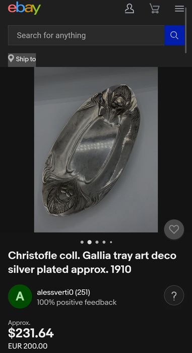 Gallia - Christofle Посребрена купа за Ястие.