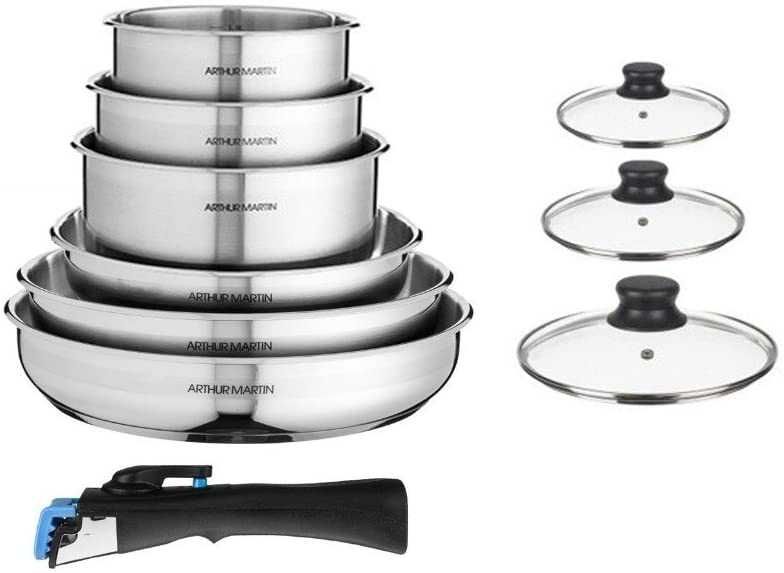 Комплект за готвене Arthur Martin 10 части, с подвижна дръжка Inox