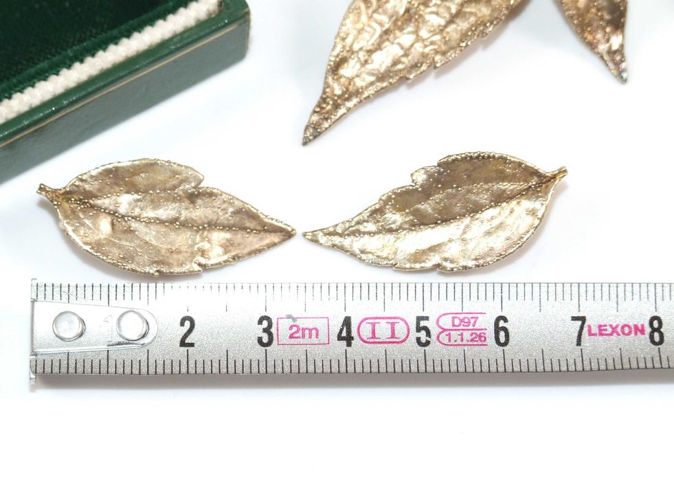 Set unicat: brosa si cercei din ARGINT placat cu AUR 24 K, Made in Denmark, NOU (caseta originala)