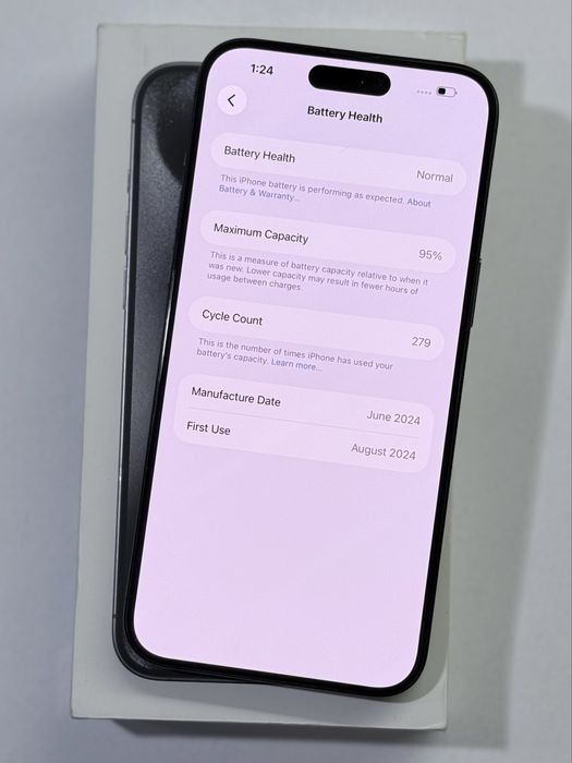 iPhone 15 ProMax Black 95% battery