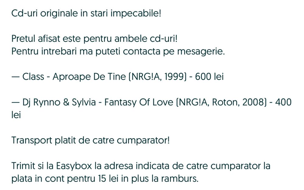 Cd-uri Class - Aproape De Tine / Dj Rynno & Sylvia - Fantasy Of Love
