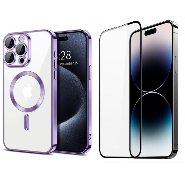 Husa Magsafe Lucioa si Folie Sticla Armour Iphone 12/13/14/PRO/PRO MAX