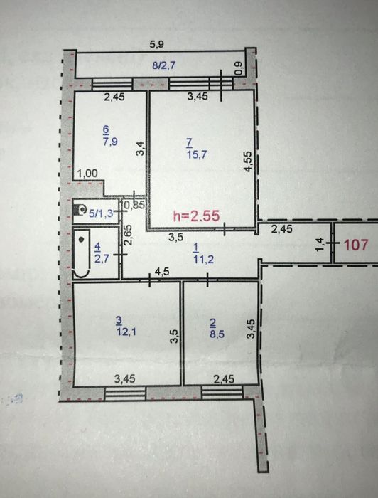 3х-комнатная квартира