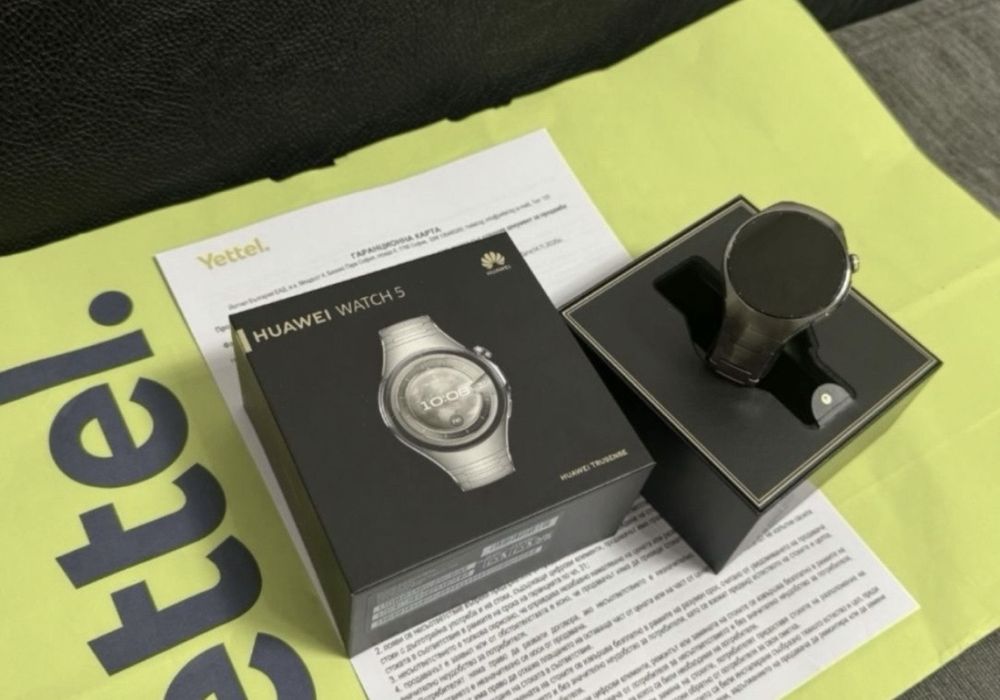 КАТО НОВ 46mm Huawei Watch 5 LTE Cellular Yettel Гаранция 2026г. Titanium