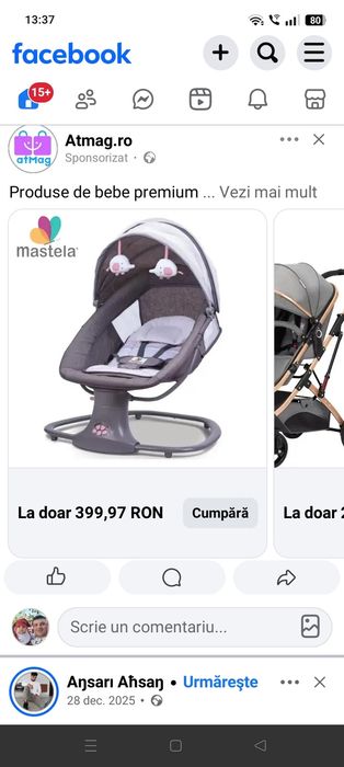 Leagan bebe mastela folosit 3 lunite