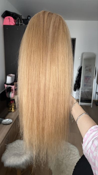 Peruca 100% Păr Natural Belher 60 cm Blond Inchis Cenusiu Model Patty