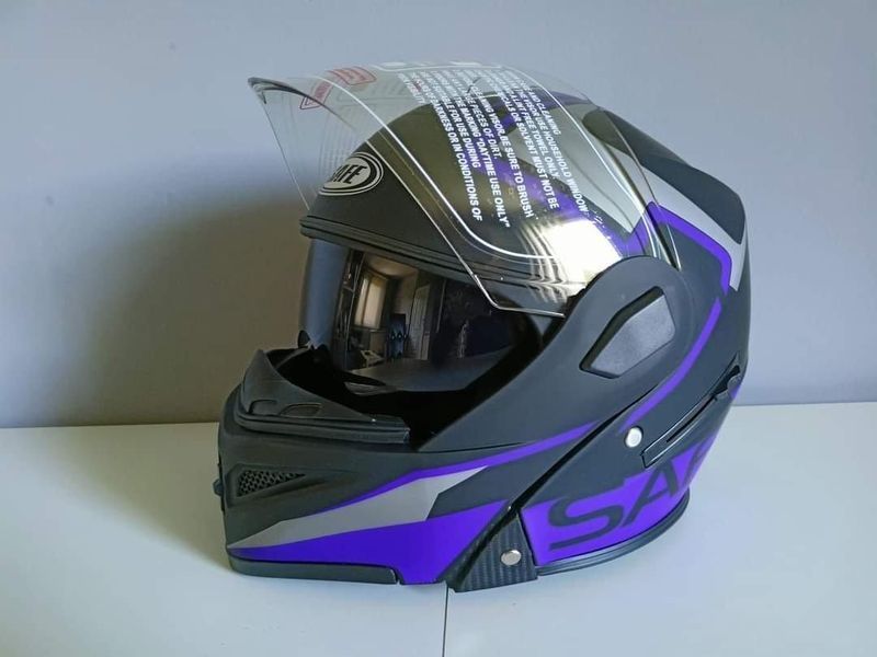 Каска за мотор SAFE модуларна с очила А-3409А