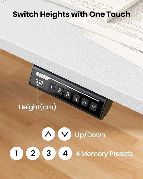 LIVRARE GRATUITA - Birou reglabil electric 140x70 cm – standing desk cu memorie, office