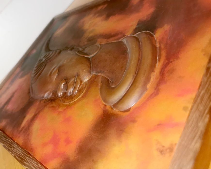 Антикварен Бюст жена стил арт нуво медна стенна плоча картина изкуство