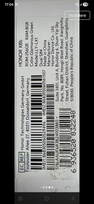 Honor x8b/256 Gb/8 Ram