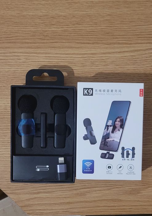 Microfon Wireless K9 (Lavalieră) Plug & Play pentru Vlogging/Live Show