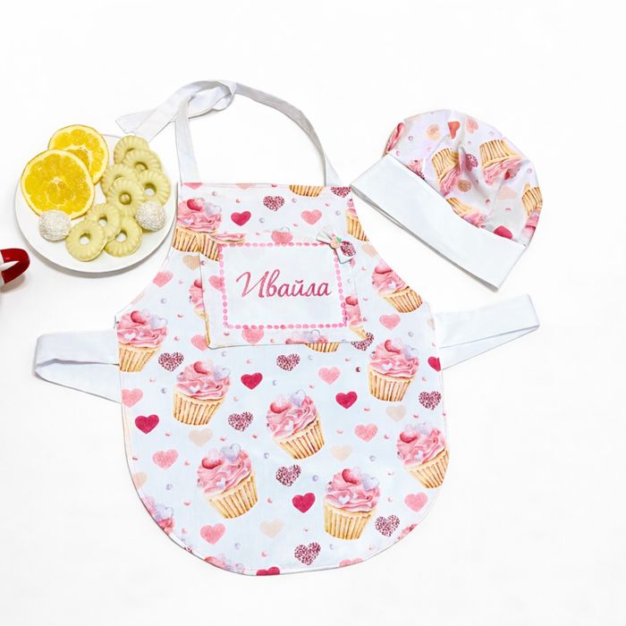 Детски комплект от престилка и шапка за готвене