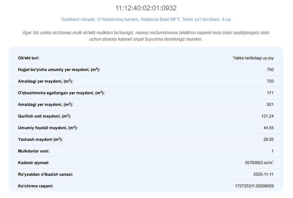 ховли/ участок ер хисобида сотилади