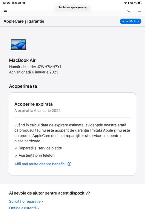 Macbook Air M2 , stare perfecta