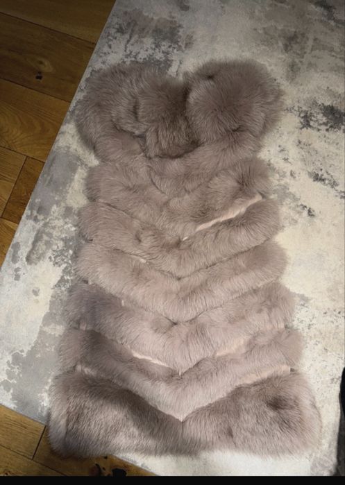 Vesta blana naturala vulpe nude, marime M(se potriv la S)