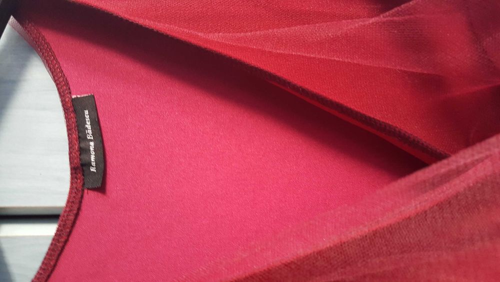 Rochita elastica, eleganta, cu voal, bordo xs/s