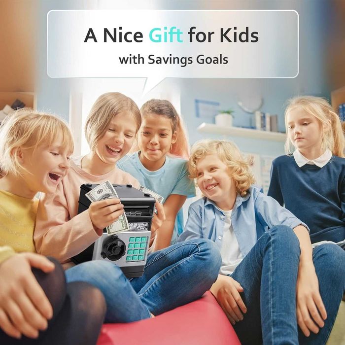 Seif interactiv pentru copii pusculita electronica bancnote si monede