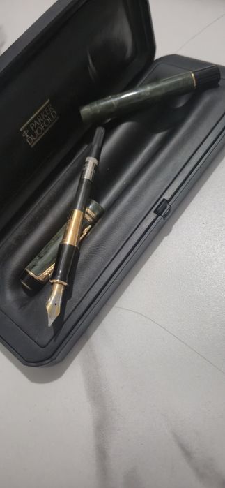 Stilou de Lux Parker Duofold Centennial Marbled Green – Peniță Aur 18k / Stare Impecabilă