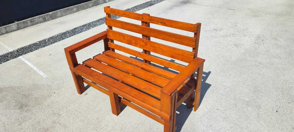 Bancă din lemn masiv, 2 locuri, lucrată manual, Unicat