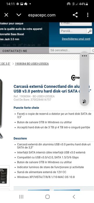 Vând carcasă ext. De aluminiu  USB.Nou