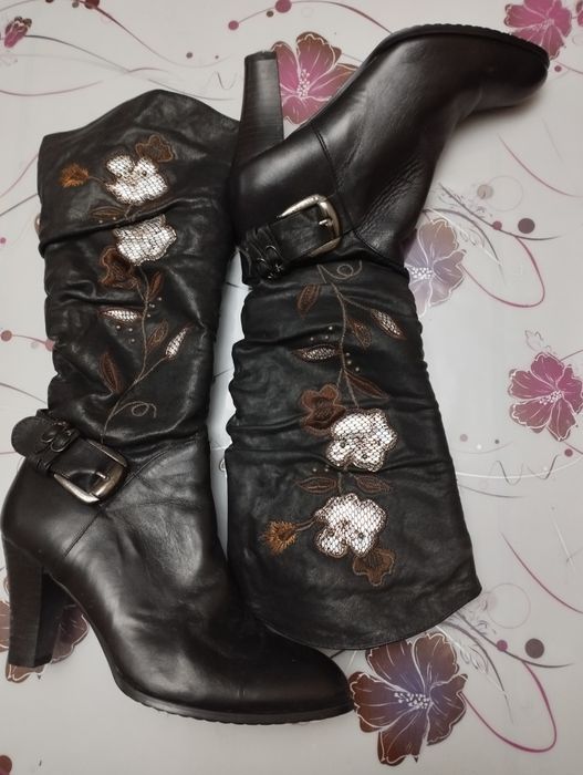 Сапоги женские кожаные