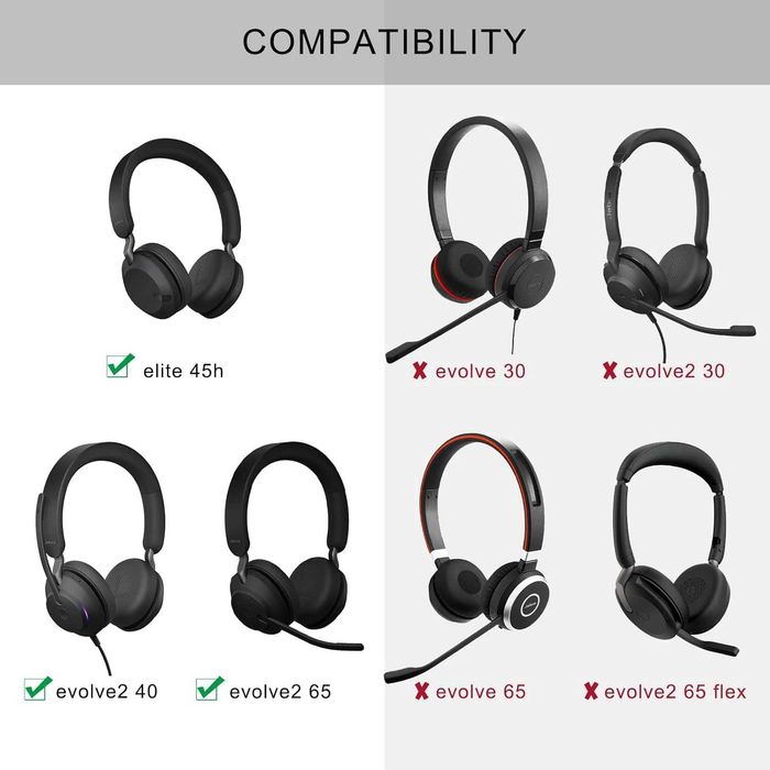 Set 2 bureti pentru casti Jabra Elite 45h, Evolve2 65 MS/UC Evolve2 40