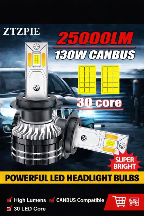 Led крушки h1,h7,h4, 30диода чип 9985