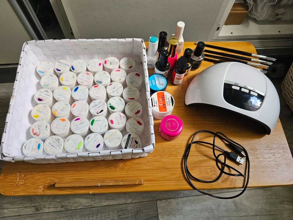 Kit Complet Manichiură: Lampă UV/LED Sun5 + Lot 30+ Geluri Colorate, Pensule