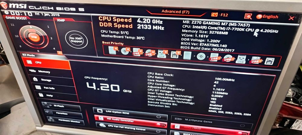 Placa de baza MSI MS Z270 Gaming M7 soket 1151 Intel Gen 6 si 7 Slot M2