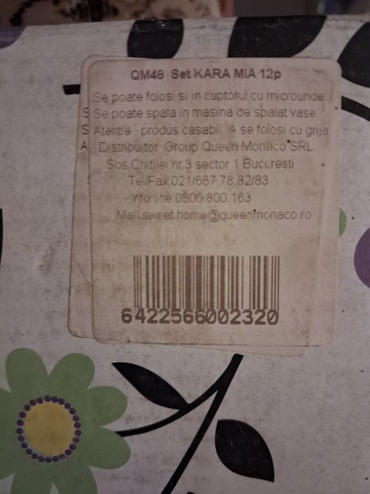 Set 12 piese cafea sau ceai, 6 cesti +6 farfurii, 250 ml