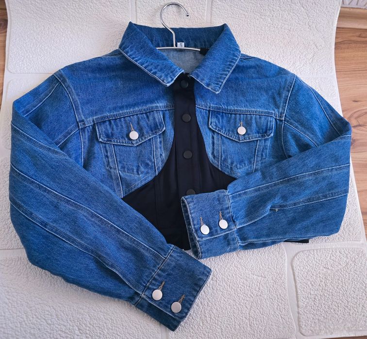 Дамско дънково яке по модел на Mugler