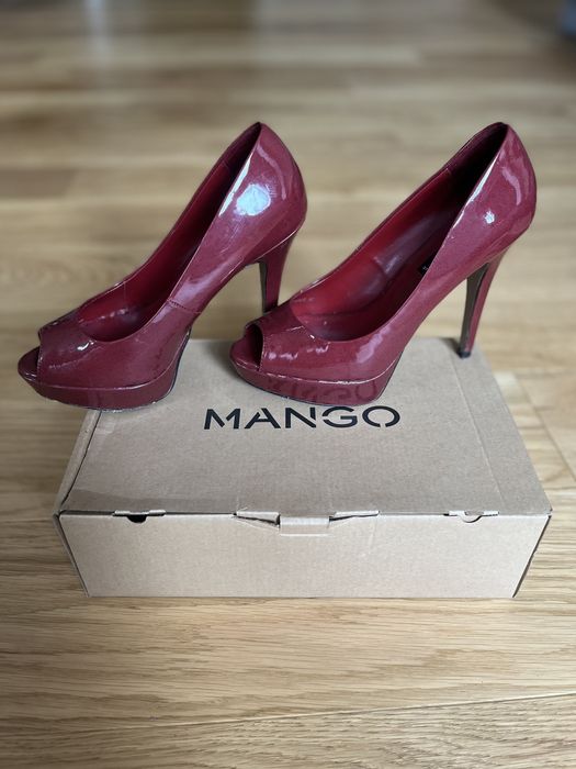 Обувки на ток Mango, Basic модел в червено 37 номер