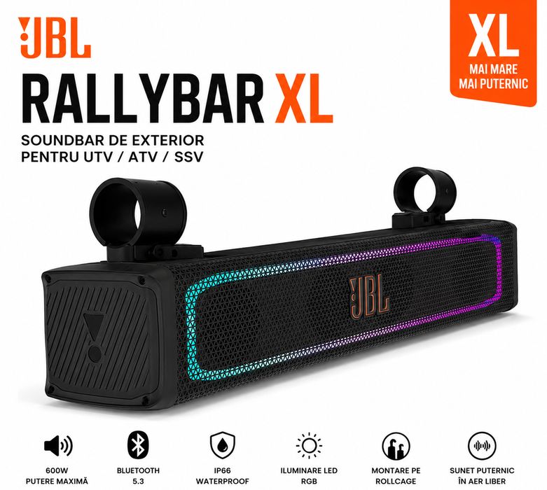 JBL XL - Soundbar pentru utv, prindere pe rollcage, JBL Rallybar XL
