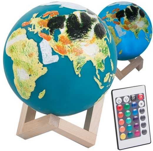 3D многоцветна Нощна лампа - светещ LED глобус с дистанционно