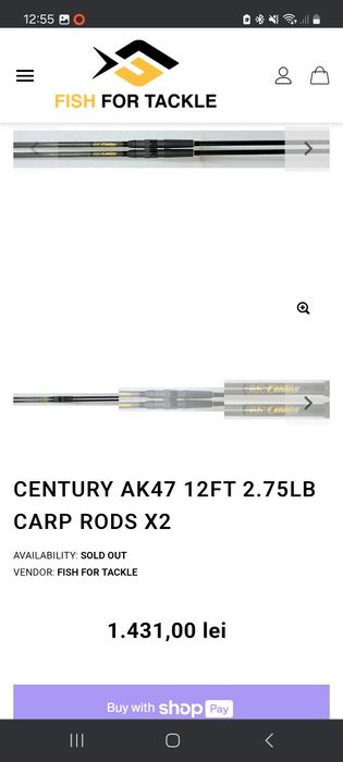 Set 3 lansete crap century ak 47', 12ft, 2,75lb